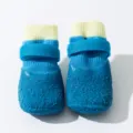 Blue and yellow non-slip pet dog socks with straps, waterproof anti-wear puppy booties. - S / Blue