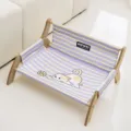 Sedia a dondolo a righe per gatti lettino in legno per animali domestici divano per cani - 53.5*46*28cm / Viola Sereno