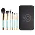 My Destiny 6-teiliges Make-up-Pinsel-Set mit magnetischem Sockel, hellblaue weiche Borsten. - 6-teiliges dunkelgoldenes bunter Pinsel-Set (blauer Griff) + schwarze Box