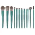 Set di 14 pennelli da trucco professionali strumenti cosmetici setole morbide manici verdi - Set Mare Blu