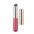 Portable silicone lip brush with cap, finger-shaped round head for smooth makeup application. - Silicone Lip Brush / Rose Pink