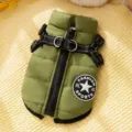 Groene verdikte wintervest voor huisdieren met geïntegreerd tuigje, warme hondenjas. - XS / Tian Groen