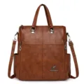 Femme sac à dos en cuir marron polyvalent sac à bandoulière vintage cabas décontracté - Marron