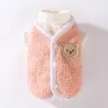 Schattig roze teddy fleece huisdier vest voor kleine honden en katten, warme winterkleding. - XS (Aanbevolen gewicht 0,5-1,5 kg) / 2-delige set / [2-delige set] Roze vest + wit ondershirt
