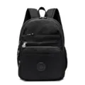 Sac à dos de voyage décontracté en nylon imperméable noir avec plusieurs poches. - Noir