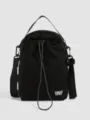 Black outdoor tactical crossbody bag with drawstring closure, adjustable strap, mini size. - Black