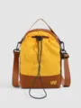 Small outdoor mountain-style crossbody bag yellow brown colorblock mini phone bag for travel. - Brown