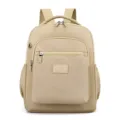 Beige nylon backpack casual travel bag lightweight student school bag daily outdoor daypack - Khaki