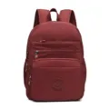 Wine Red Nylon Casual Backpack Multi-Pocket Travel School Bag for Women Daily Commute - Dark Red
