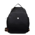 Zaino casual da donna in nero con spallacci colorati, elegante borsa giornaliera per ragazze - Nero