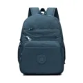 Waterproof oxford cloth casual backpack in dark blue with multiple convenient zipper pockets. - Dark Blue