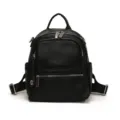 Sac à dos femme en cuir noir décontracté sac d'école mode voyage sac à main tendance - Noir