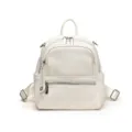 Sac à dos femme blanc en cuir PU, élégant cartable quotidien avec fermetures éclair. - Blanc