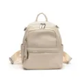 Sac a dos femme cuir PU decontracte tendance minimalist cartable ecole blanc creme voyage - Beige