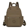 Lässiger brauner Nylon Rucksack für Damen, stylische Schultasche mit Fronttasche. - Armeegrün