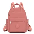 Rosa Nylon Damen Freizeitrucksack mit Tragegriff, Fronttasche und Seitenfächern für den Alltag. - Rosa