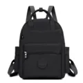Schwarzer Damen Nylon Rucksack, urbaner minimalistischer Freizeitrucksack mit Tasche. - Schwarz