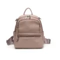Women casual backpack dusty pink PU leather stylish school travel daypack daily bag - Pink