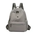 Gray casual nylon backpack for women, lightweight simple daily school bag with multiple pockets. - Dark Gray