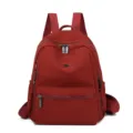 Red casual backpack for women, lightweight nylon school bookbag and daily travel daypack. - Dark Red