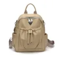Stylish large capacity women's backpack, casual daily leather rucksack for travel and shopping. - Khaki
