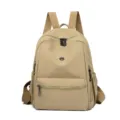 Khaki casual minimalist nylon backpack for women, compact daily casual daypack variant. - Dark Khaki