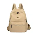 Minimalist solid color casual backpack in beige, lightweight daily daypack for women and girls. - Light Khaki