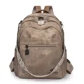 Sac à dos décontracté en tissu oxford pour femme, grande capacité voyage et école. - Kaki