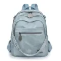 Light blue women's multi-pocket casual backpack stylish lightweight travel daypack for daily use. - Light Blue
