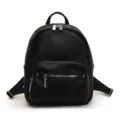 Sac à dos en cuir PU noir pour femme, sac souple et décontracté avec fermetures éclair argentées. - Noir