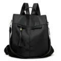 Sac à dos femme noir anti-vol décontracté élégant voyage sac de jour avec gland mode - Noir
