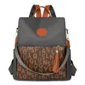 Sac à dos femme élégant en cuir PU imperméable style vintage décontracté gris marron - Gris