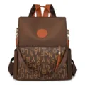 Sac à dos femme élégant, design en cuir PU marron contrasté, sac bandoulière décontracté polyvalent. - Marron