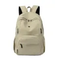 Sac à dos décontracté beige minimaliste uni grande capacité pour les voyages quotidiens - Gris clair