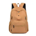 Sac à dos décontracté de couleur unie classique avec plusieurs compartiments pour l'école. - Couleur caramel