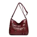 Sac à bandoulière rouge en cuir PU souple multi-poches, élégant sac à main de mode. - Rouge