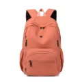 Zaino casual minimalista a tinta unita in rosa corallo, elegante borsa da scuola. - Rosso anguria