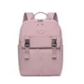 Zaino casual in nylon rosa con patta anteriore, fibbie e grande capacità giornaliera. - Viola chiaro