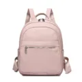 Élégant sac à dos en cuir rose pour femme, sac d'école décontracté avec poche zippée avant. - Rose