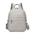 Sac à dos en cuir gris pour femmes, sac de jour décontracté élégant avec poches multiples. - Gris