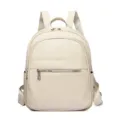 Sac à dos femme décontracté en cuir PU beige avec poche avant matelassée et zip - Beige