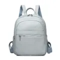 Sac à dos femme en cuir PU sac de jour décontracté élégant sac gris voyage école - Bleu