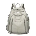 Stylish women leather backpack casual retro travel school bag grey daily chic rucksack - Cloud Grey