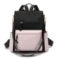 Stylish women anti-theft backpack casual black pink school bookbag large capacity - Black and Pink