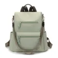 Sac à dos convertible vert clair pour femme, élégant sac de voyage et loisirs multi-poches. - Vert