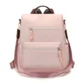 Sac à dos anti-vol rose élégant pour femme nylon décontracté multi-poches voyage école - Rose