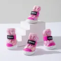 Süße Winter-Hundeschneestiefel mit warmem Fleecefutter, wasserdichte, glänzende rosa Hundeschuhe. - Größe 1 (Empfohlenes Gewicht 0.5-1.5kg) / Rouge Rosa