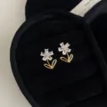 Vergoldete Zirkon Blumen Ohrringe, eleganter und süßer Schmuck für Damen Alltag und Party. - A979 Kleine Zirkonia-Blume
