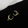 Goldene Mondsichel Ohrringe mit funkelnden Zirkon Anhängern elegante Damen Schmuckstücke - C-270 Zwei-Wege-Mondschmuck