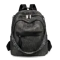 Sac à dos vintage en cuir lavé pour femme grand capacité élégant sac à main de voyage et école - Noir